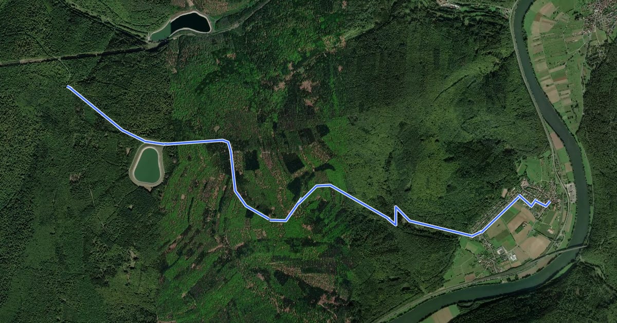 Маршрут Gebietswanderweg Roter Balken: Neuendorf - Langenprozelten Kraftwerk на спутниковом снимке