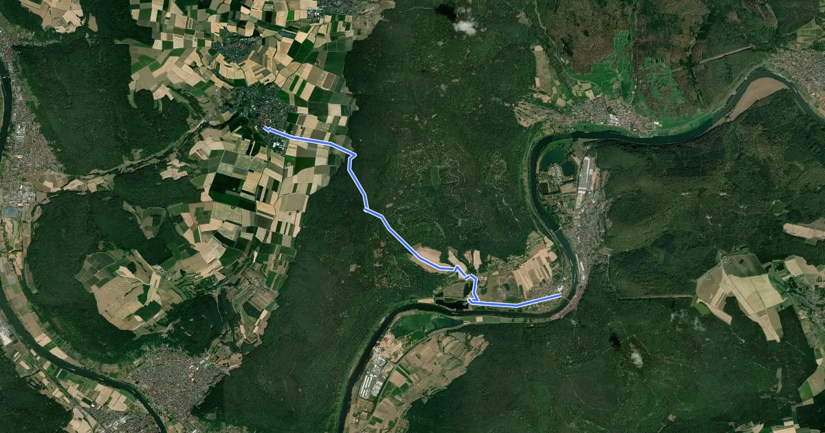 Маршрут Gebietswanderweg Roter Balken, Röllbach - Kirschfurt на спутниковом снимке