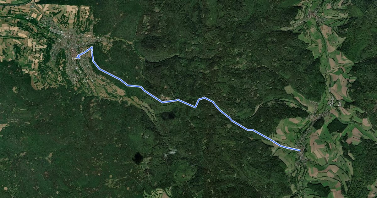 Маршрут Gebietswanderweg Roter Doppelbalken: Bad Orb - Oberndorf на спутниковом снимке
