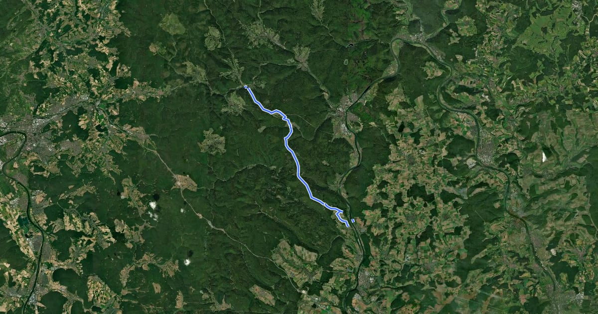 Маршрут Gebietswanderweg Roter Doppelbalken: Krommenthal - Burg Rothenfels на спутниковом снимке