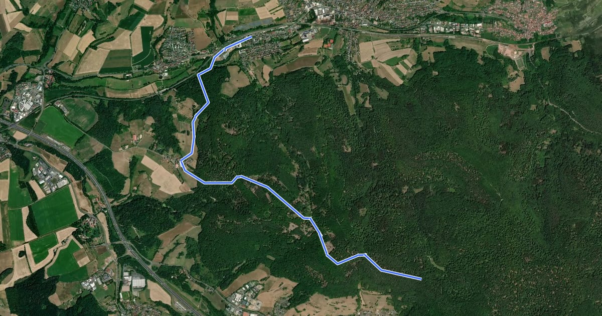 Маршрут Gebietswanderweg Roter Schrägbalken Laufach - Waldaschaff на спутниковом снимке