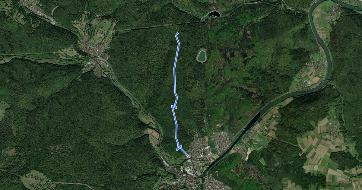 Маршрут Gebietswanderweg Roter Schrägstrich Lohr - Langenprozelten Kraftwerk на спутниковом снимке