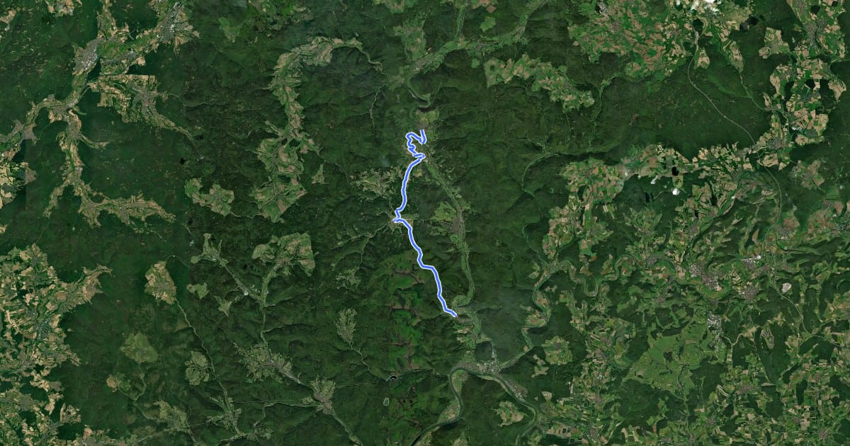 Маршрут Gebietswanderweg Roter Schrägstrich: Rieneck - Obersinn на спутниковом снимке