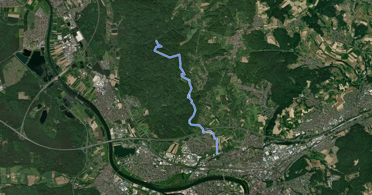 Маршрут Gebietswanderweg Rotes Dreieck: Aschaffenburg - Rückersacher Schlucht на спутниковом снимке
