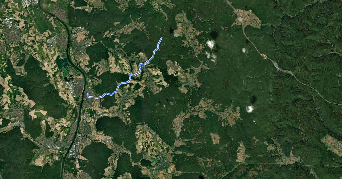 Маршрут Gebietswanderweg Rotes Dreieck, Kleinwallstadt - Hohe Wart на спутниковом снимке