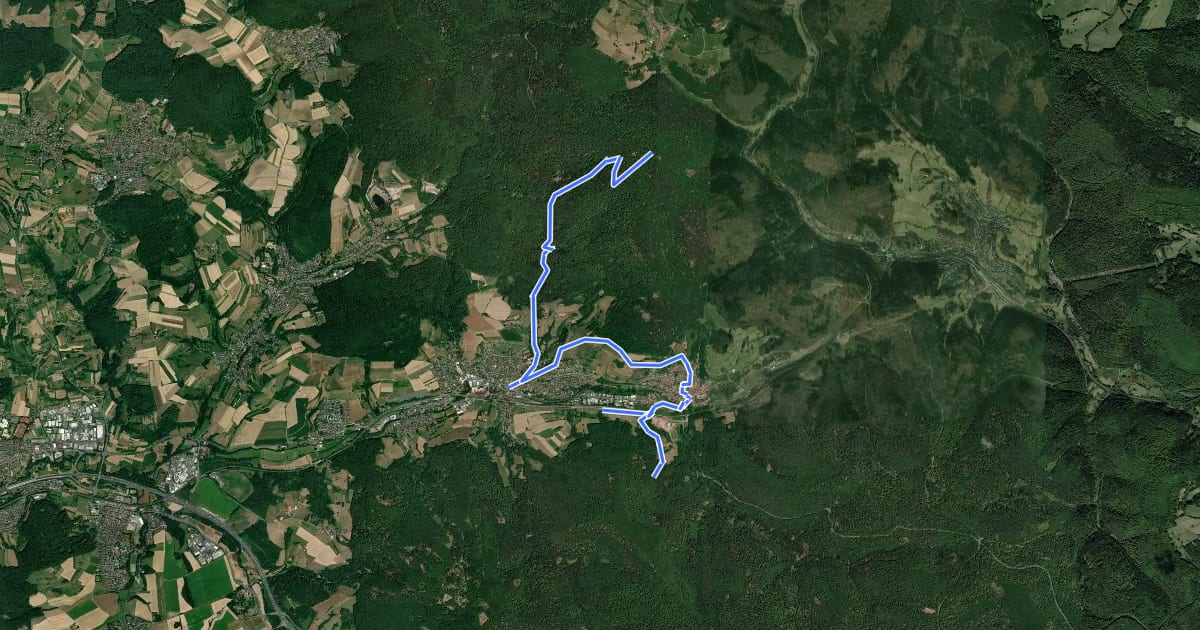 Маршрут Gebietswanderweg Rotes Dreieck: Laufach -> Hain на спутниковом снимке