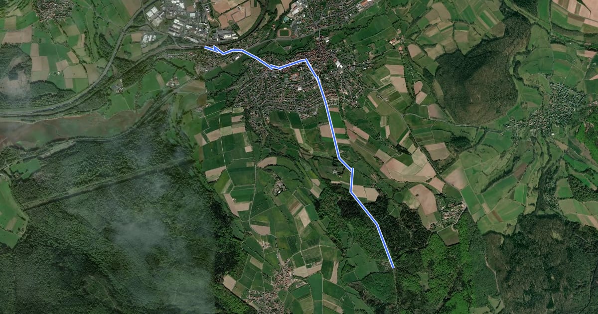 Маршрут Gebietswanderweg Rotes Dreieck, Steinau - Zubringer Eselsweg на спутниковом снимке