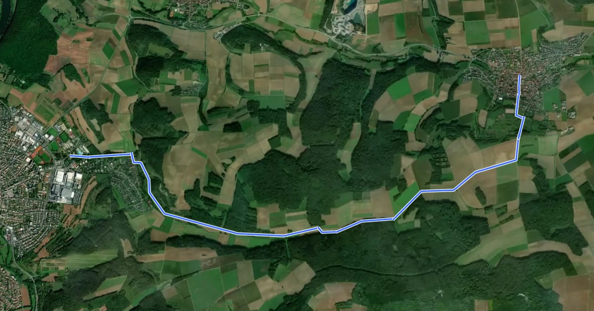 Маршрут Gebietswanderweg Rotes X - Birkenfeld -> Marktheidenfeld на спутниковом снимке