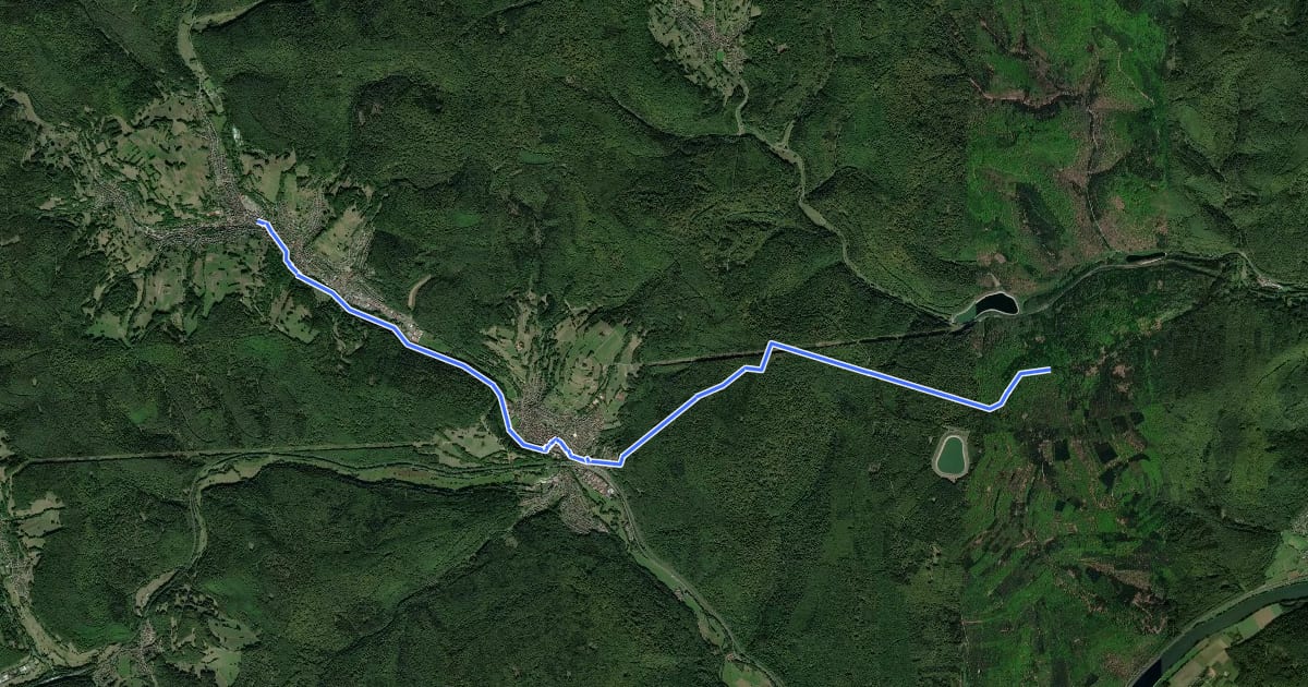 Маршрут Gebietswanderweg Rotes X, Frammersbach - Partenstein - Langenprozelten Kraftwerk на спутниковом снимке