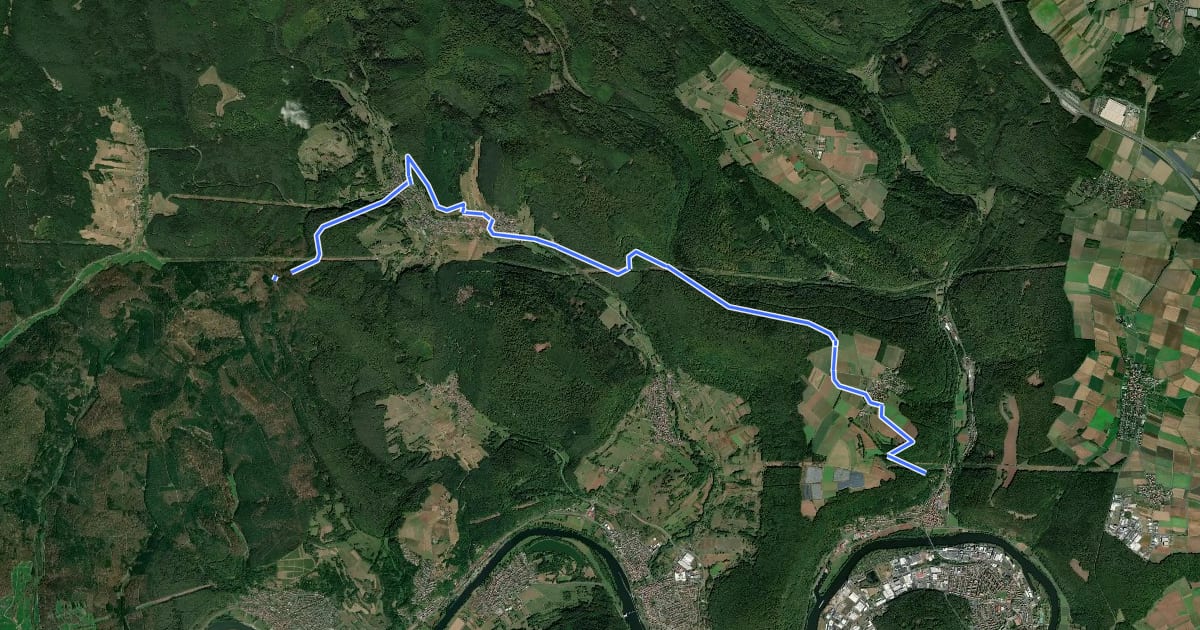 Маршрут Gebietswanderweg Rotes X, Hasloch - Altenbuch (Eselsweg) на спутниковом снимке