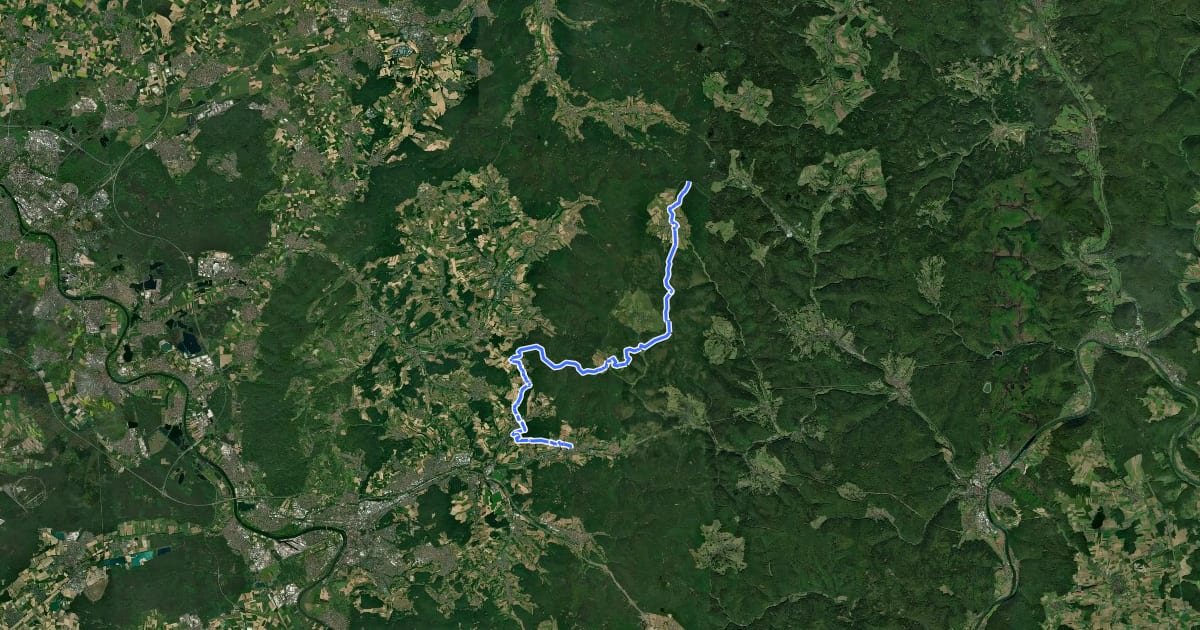 Маршрут Gebietswanderweg Rotes X: Laufach - Wiesbütt на спутниковом снимке