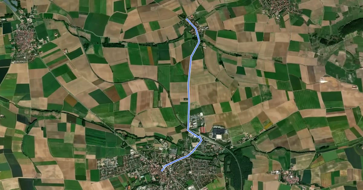 Маршрут Geckenheim - Uffenheim на спутниковом снимке