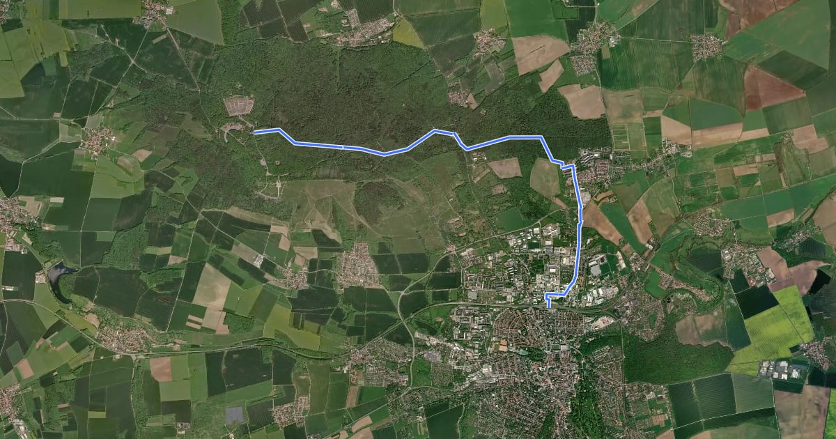 Маршрут Gedenkweg Buchenwaldbahn на спутниковом снимке