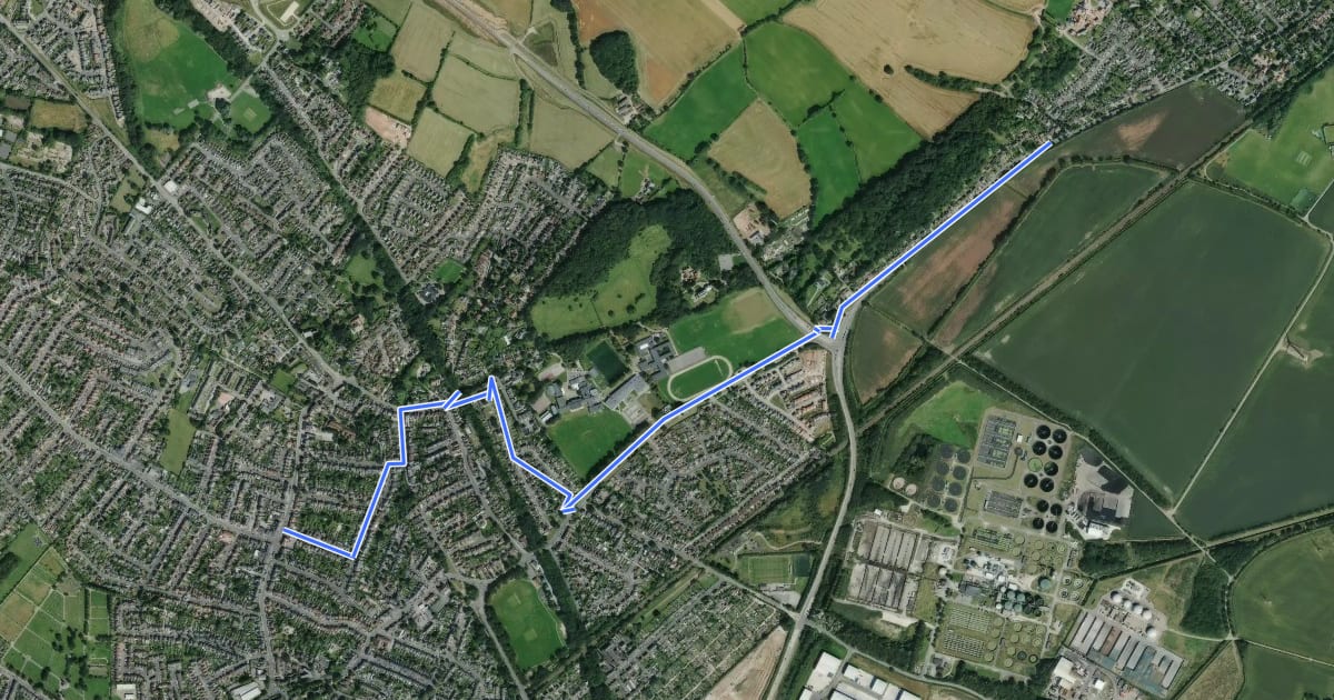 Маршрут Gedling Village <> Burton Joyce на спутниковом снимке