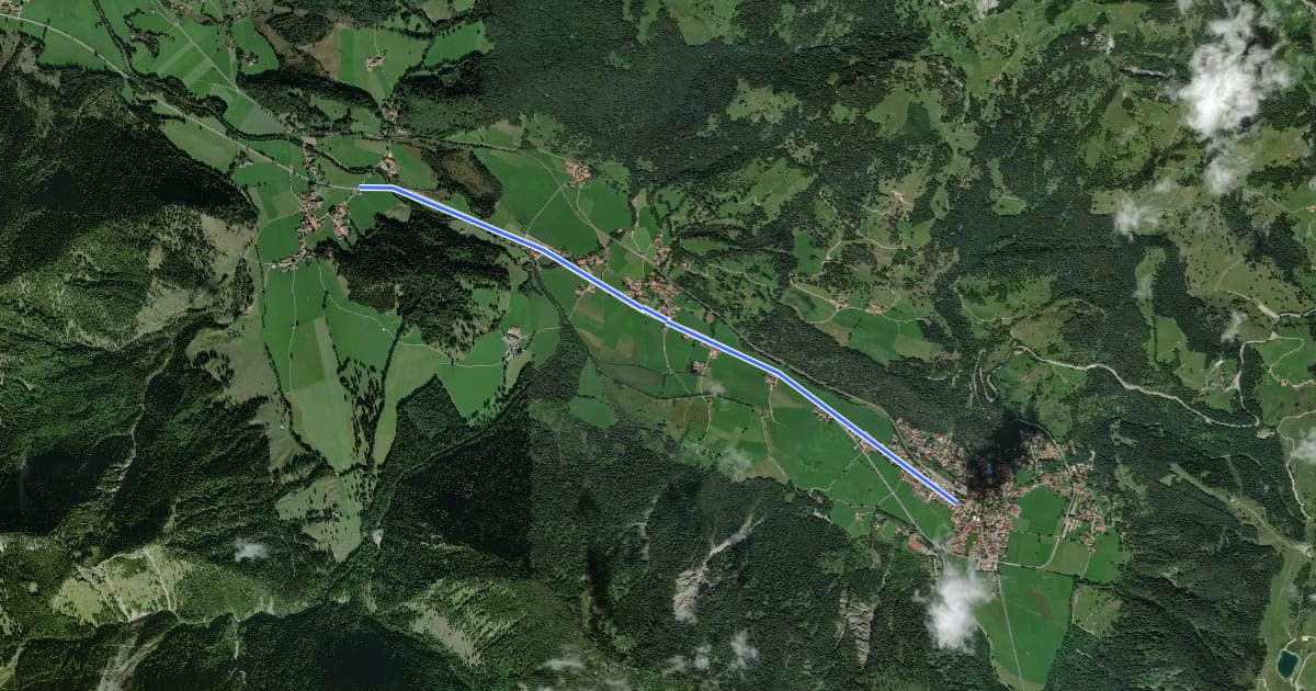 Маршрут Geitau - Bayerischzell (B307) на спутниковом снимке