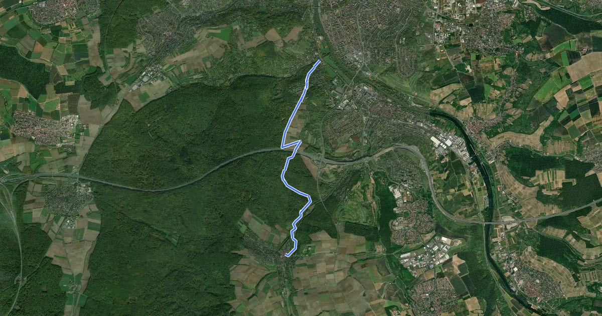 Маршрут Gelb: Wü-Steinbachtal - Reichenberg на спутниковом снимке