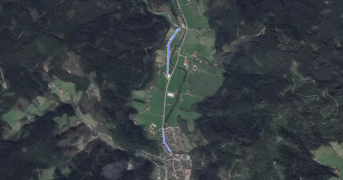 Маршрут Gelbachbrücke - Untere Grünachbrücke на спутниковом снимке