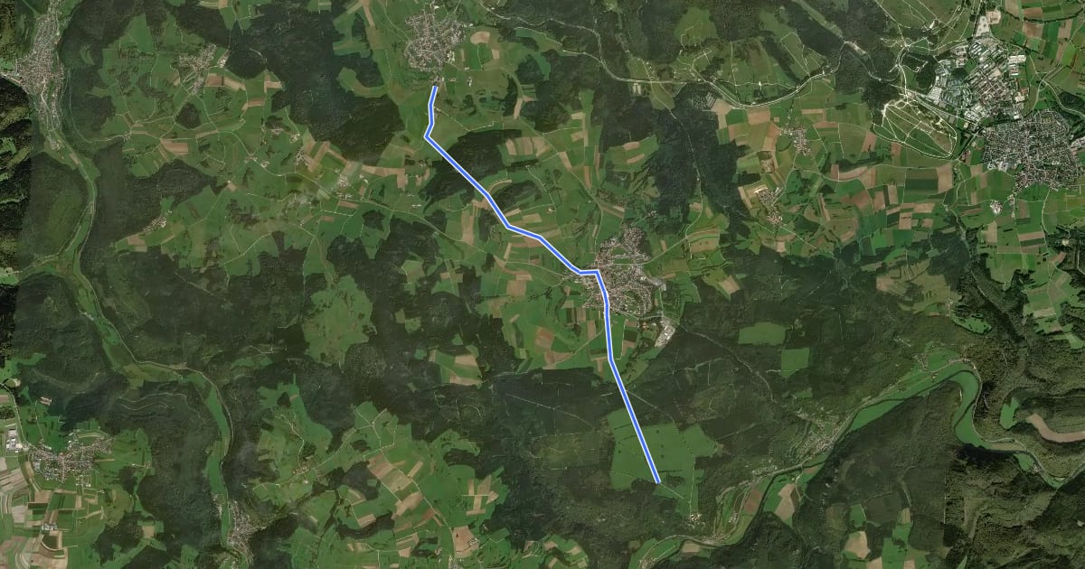Маршрут gelbe Gabel Heinstetten - Schwenningen - Mittelösch на спутниковом снимке