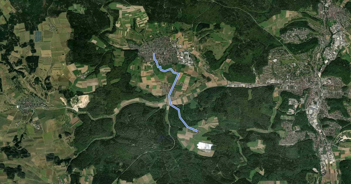 Маршрут gelbe Gabel Steinheim - Sontheim - Küpfendorf на спутниковом снимке