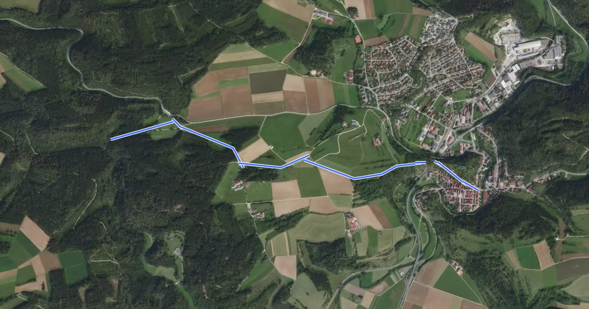 Маршрут gelbe Gabel Veringenstadt - Winterlingen на спутниковом снимке