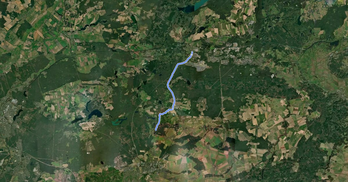 Маршрут Gelber Balken Finowfurt - Biesenthal - Lobetal на спутниковом снимке