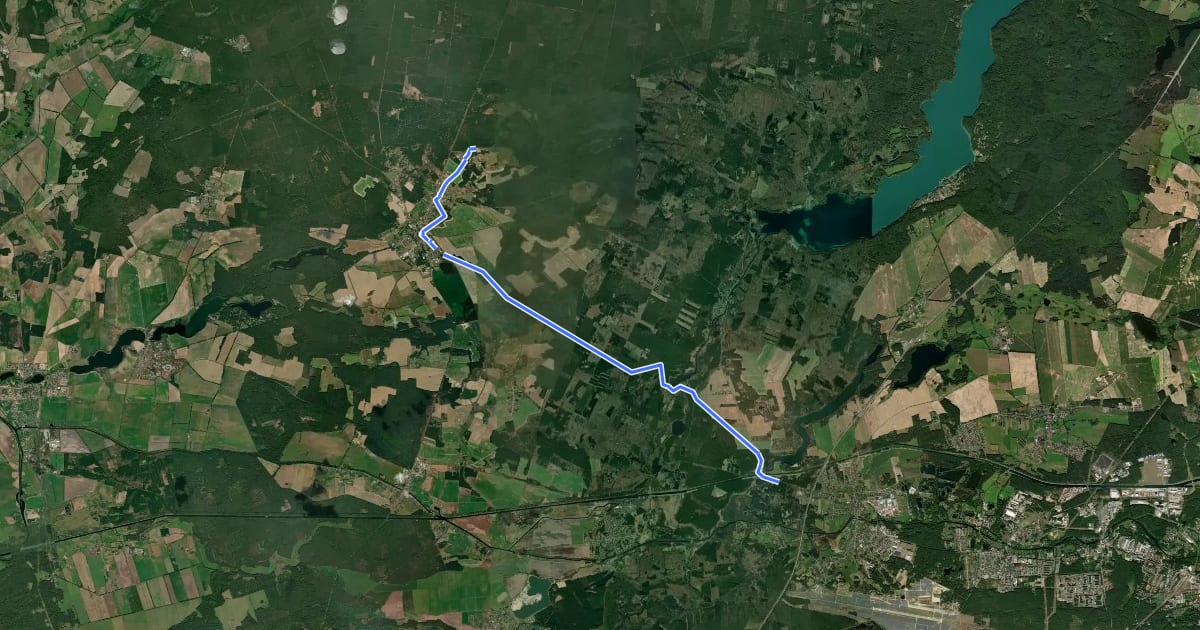 Маршрут Gelber Balken Finowfurt - Wildpark Schorfheide на спутниковом снимке