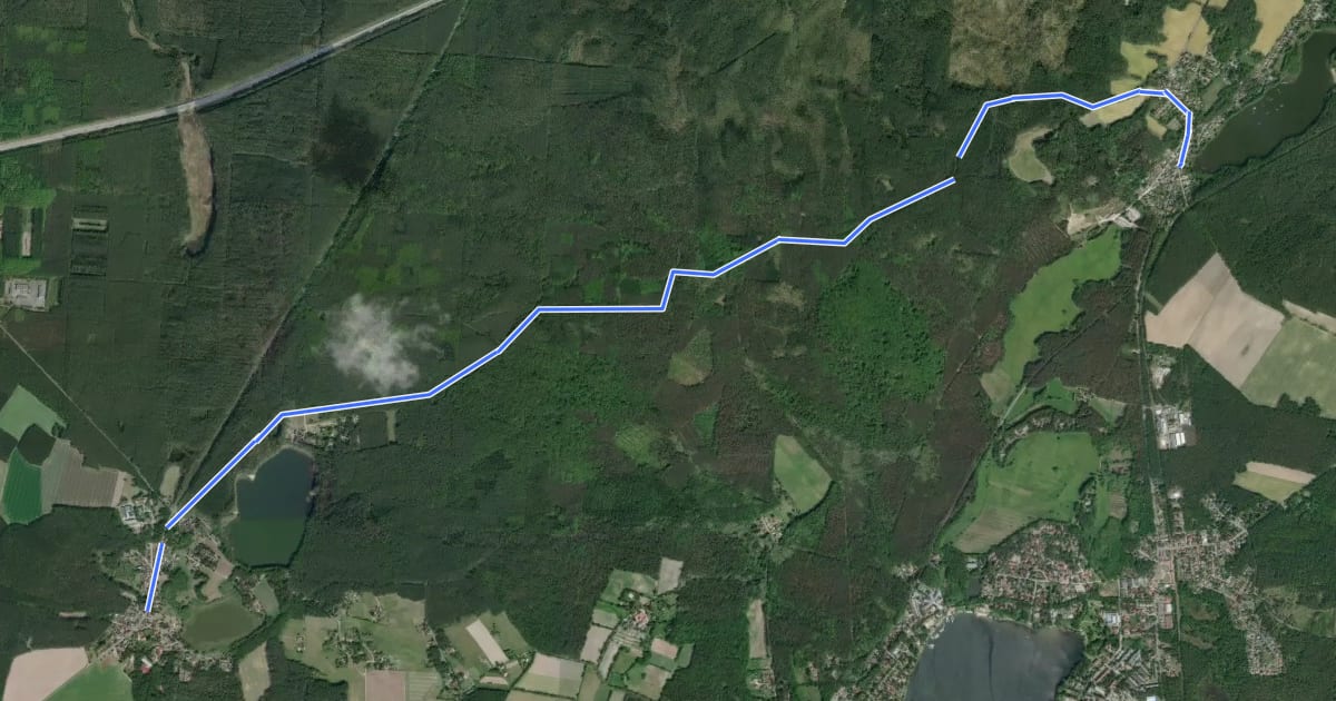 Маршрут Gelber Balken Petersdorf - Kolpin на спутниковом снимке