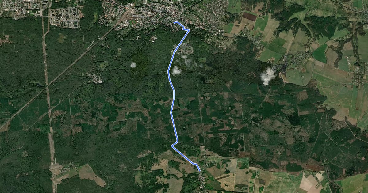 Маршрут Gelber Balken Trampe - Eberswalde на спутниковом снимке