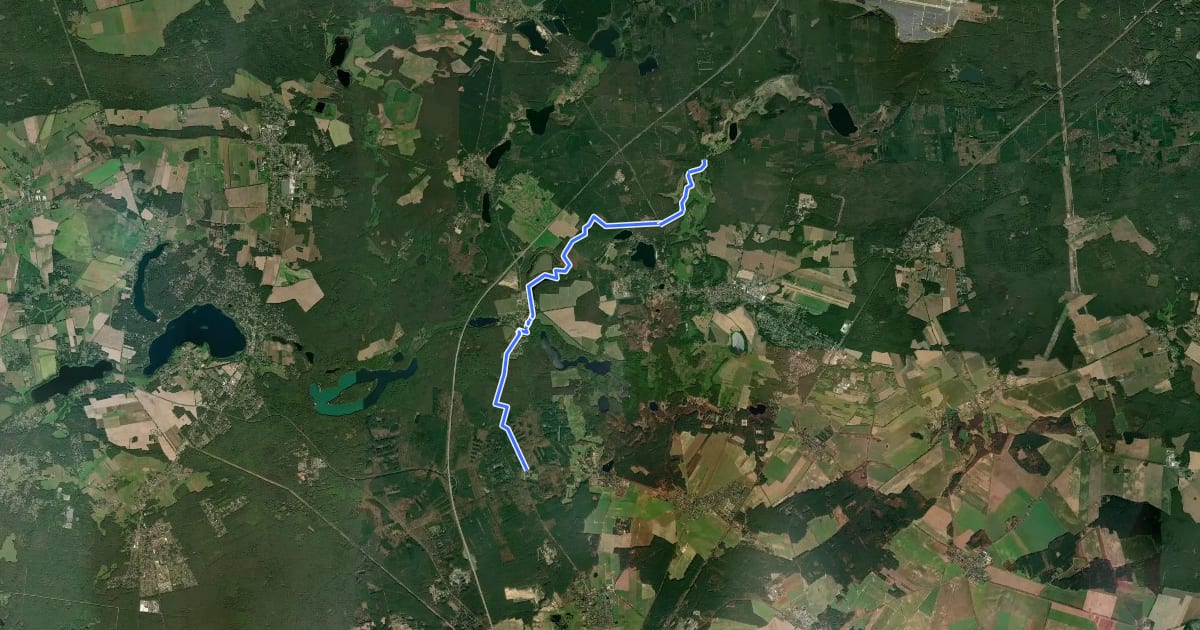 Маршрут Gelber Balken Woltersdorf - Lanke - Pöhlitzbrück на спутниковом снимке