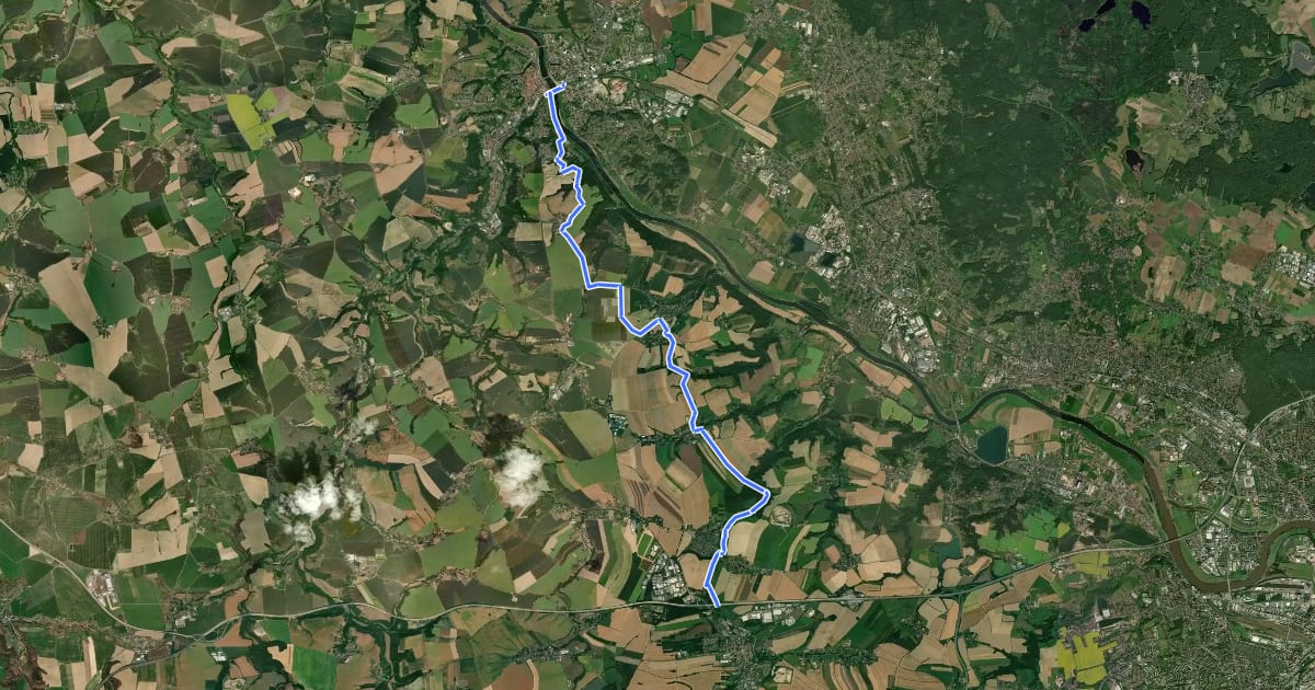 Маршрут Gelber Strich (Scharfenberg - Meißen) на спутниковом снимке