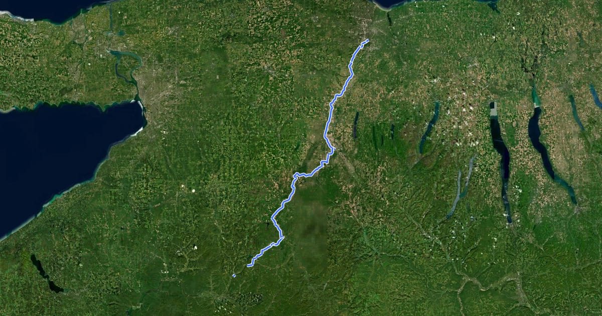 Маршрут Genesee Valley Greenway на спутниковом снимке