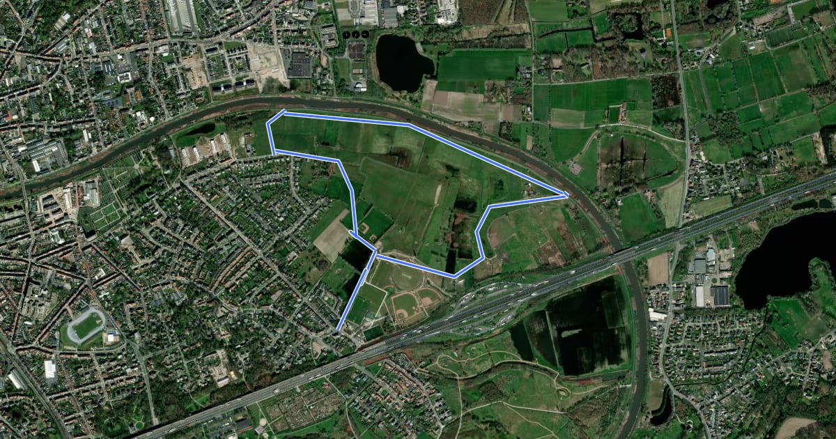 Маршрут Gentbrugse Meersen - Gele Wandeling на спутниковом снимке