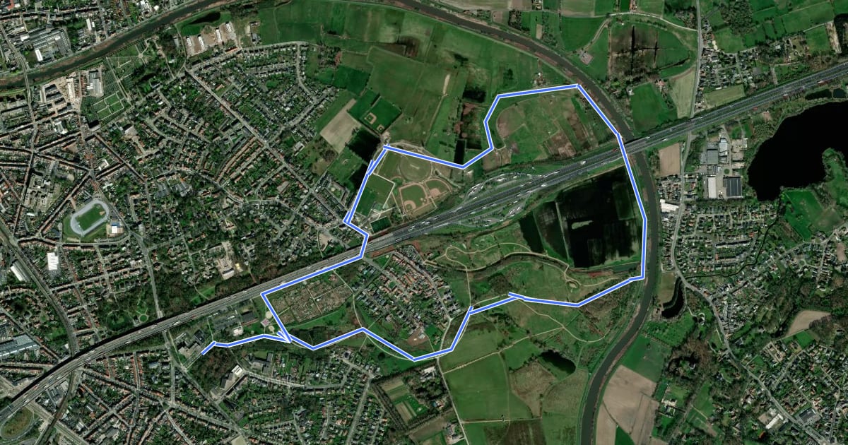 Маршрут Gentbrugse Meersen - Rode wandeling на спутниковом снимке