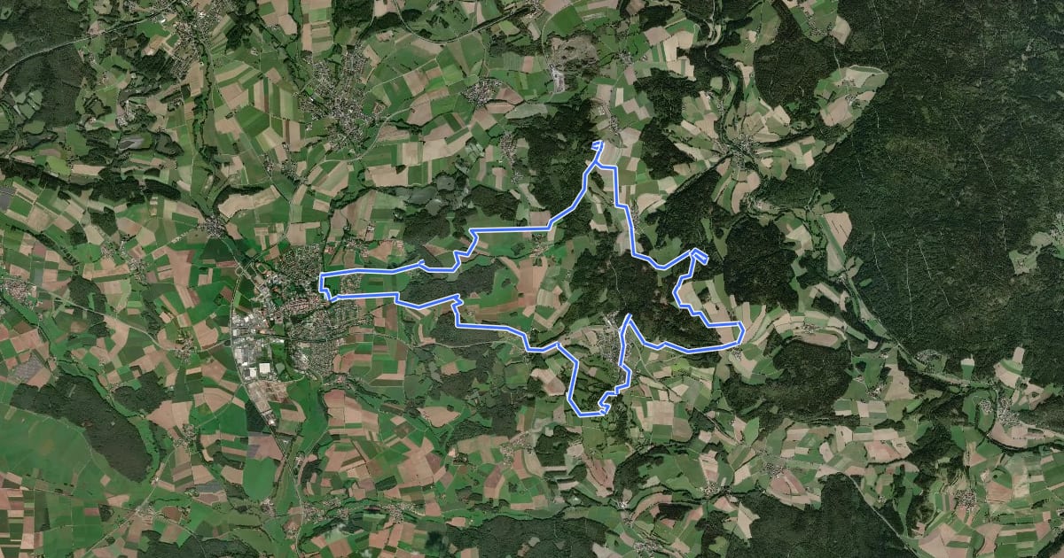 Маршрут GEO-Erlebnisweg Kemnather Land - Hauptweg на спутниковом снимке