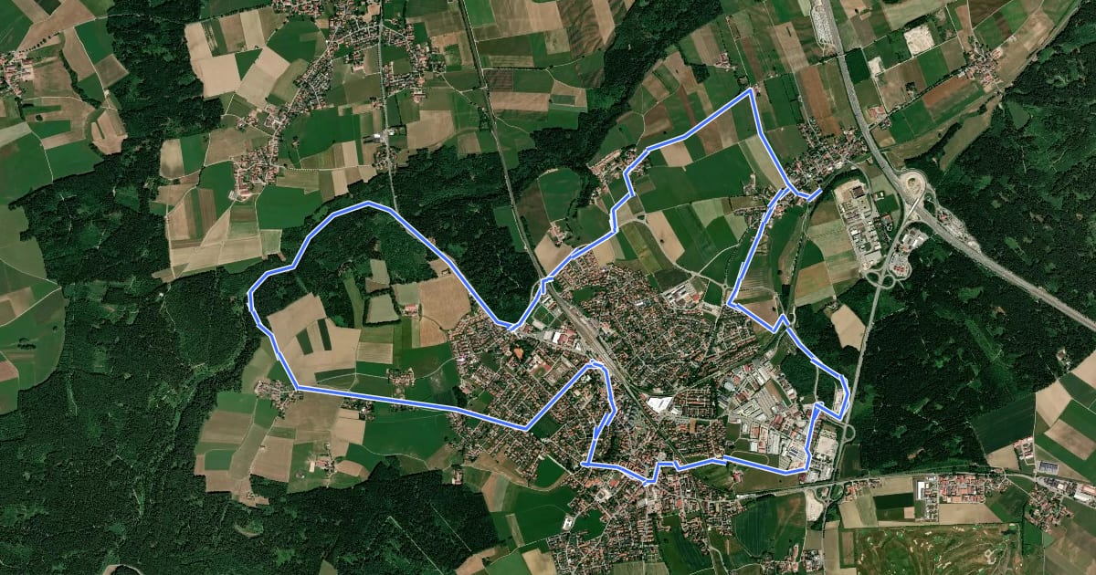 Маршрут Geo-Lehrpfad Holzkirchen, Nordroute на спутниковом снимке