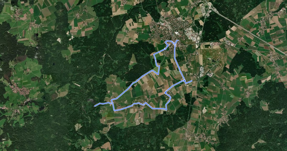 Маршрут Geo-Lehrpfad Holzkirchen, Südroute на спутниковом снимке