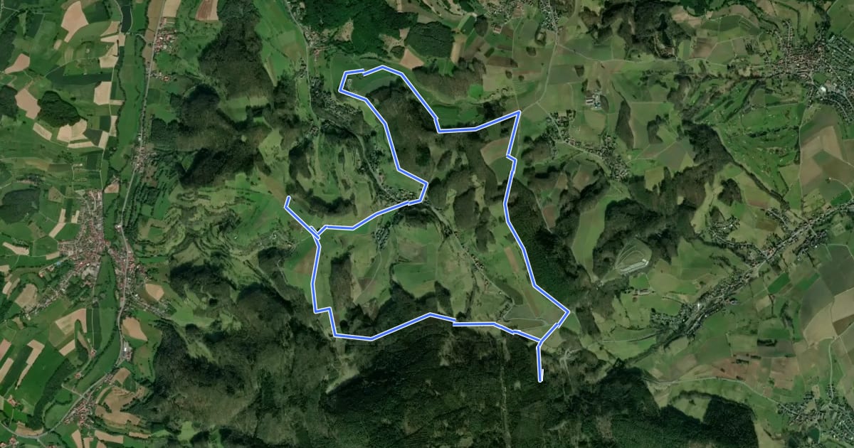 Маршрут Geo-Lehrpfad Ober-Kainsbach : Baustein, Erz und schwerer Spat (orange) на спутниковом снимке