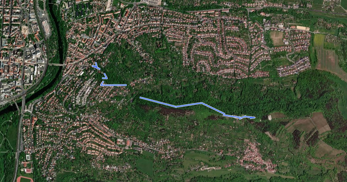 Маршрут Geologischer Lehrpfad Jena на спутниковом снимке