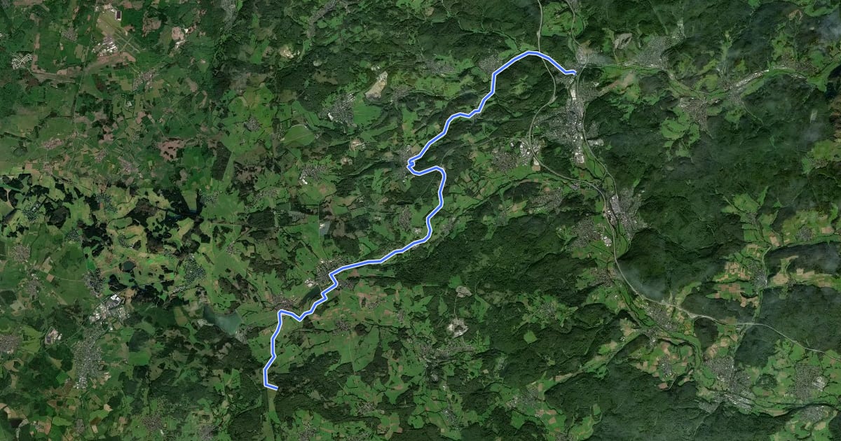 Маршрут Geopark Bahnroute на спутниковом снимке