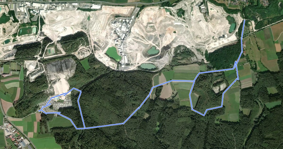 Маршрут GeoPark Kaolinrevier Hirschau - Schnaittenbach на спутниковом снимке