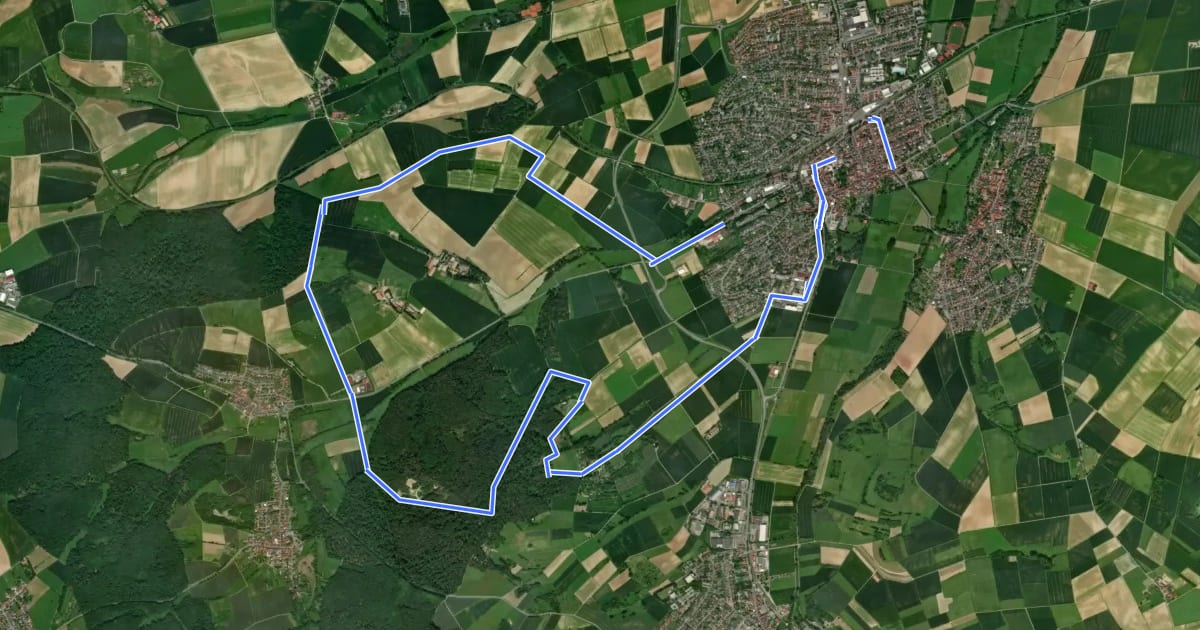 Маршрут Geopark-Pfad Reinheimer Hügelland на спутниковом снимке