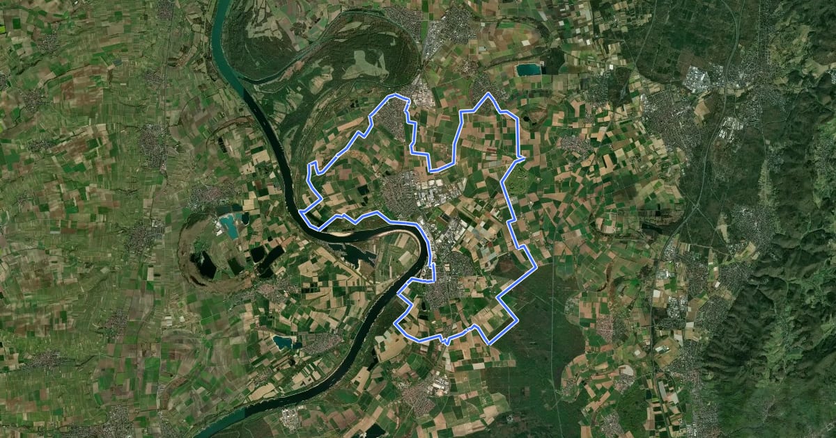 Маршрут Geopark-Radroute Ried Süd на спутниковом снимке