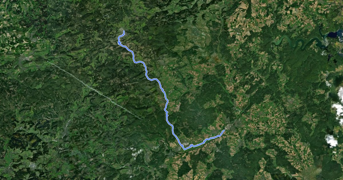 Маршрут GeoRadroute Ruhr-Eder на спутниковом снимке