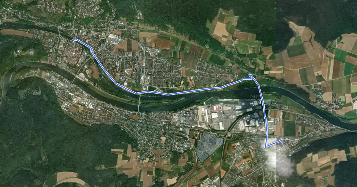 Маршрут GeoRadweg Altmühltal Bahnzubringer на спутниковом снимке