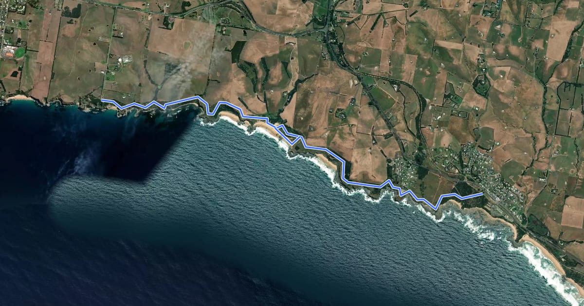 Маршрут George Bass Coastal Walk на спутниковом снимке