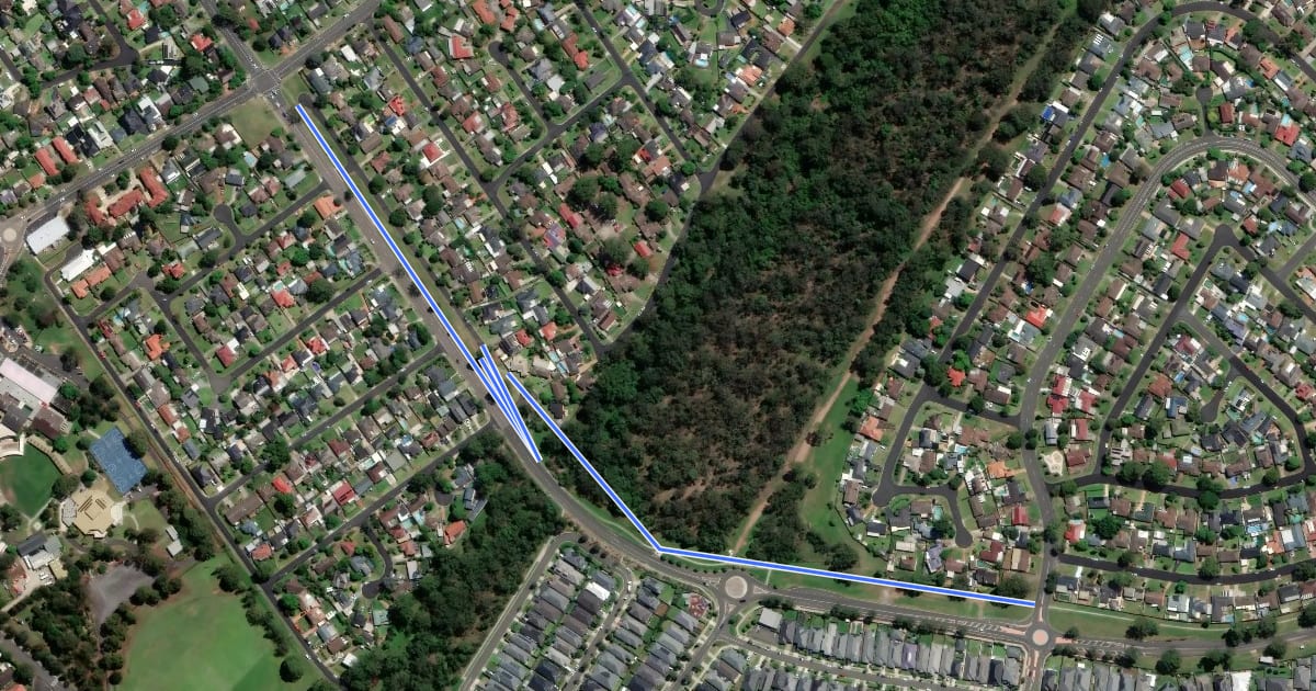 Маршрут Georges River Road на спутниковом снимке