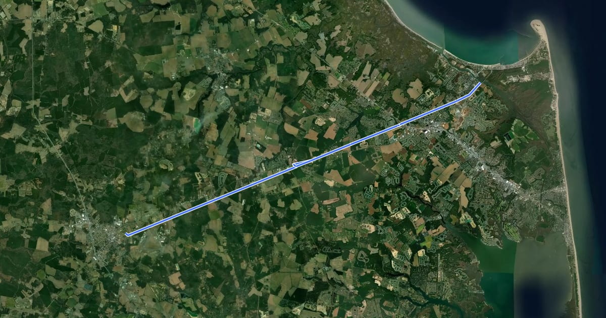 Маршрут Georgetown/Lewes Trail на спутниковом снимке