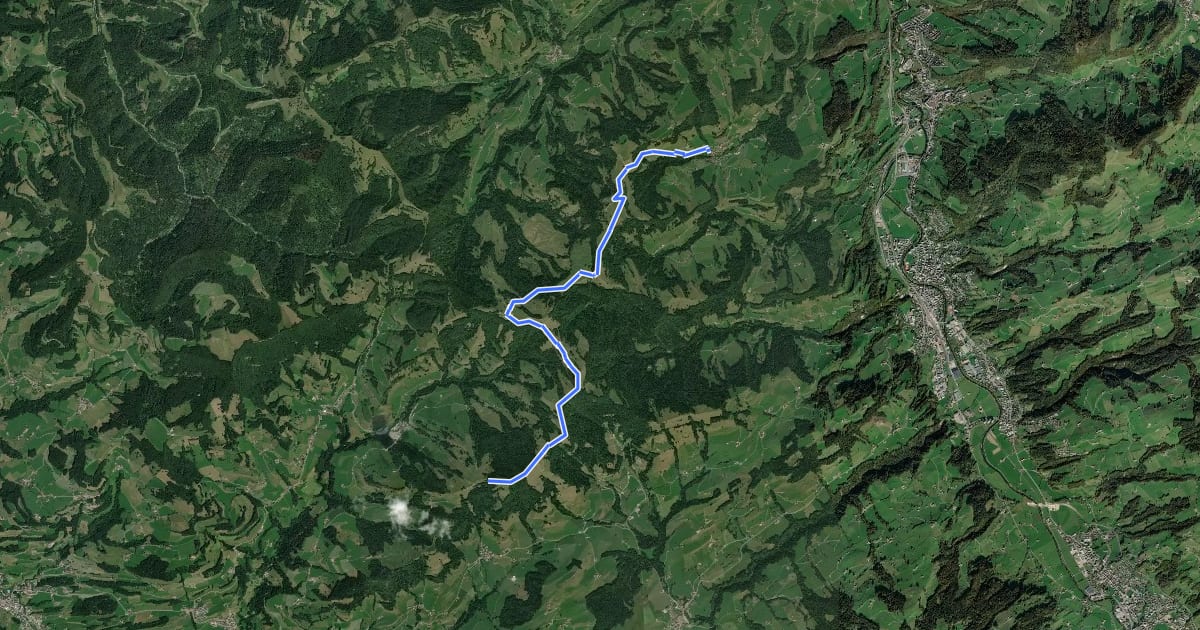Маршрут Geoweg Atzmännig Chrüzegg Wattwil на спутниковом снимке