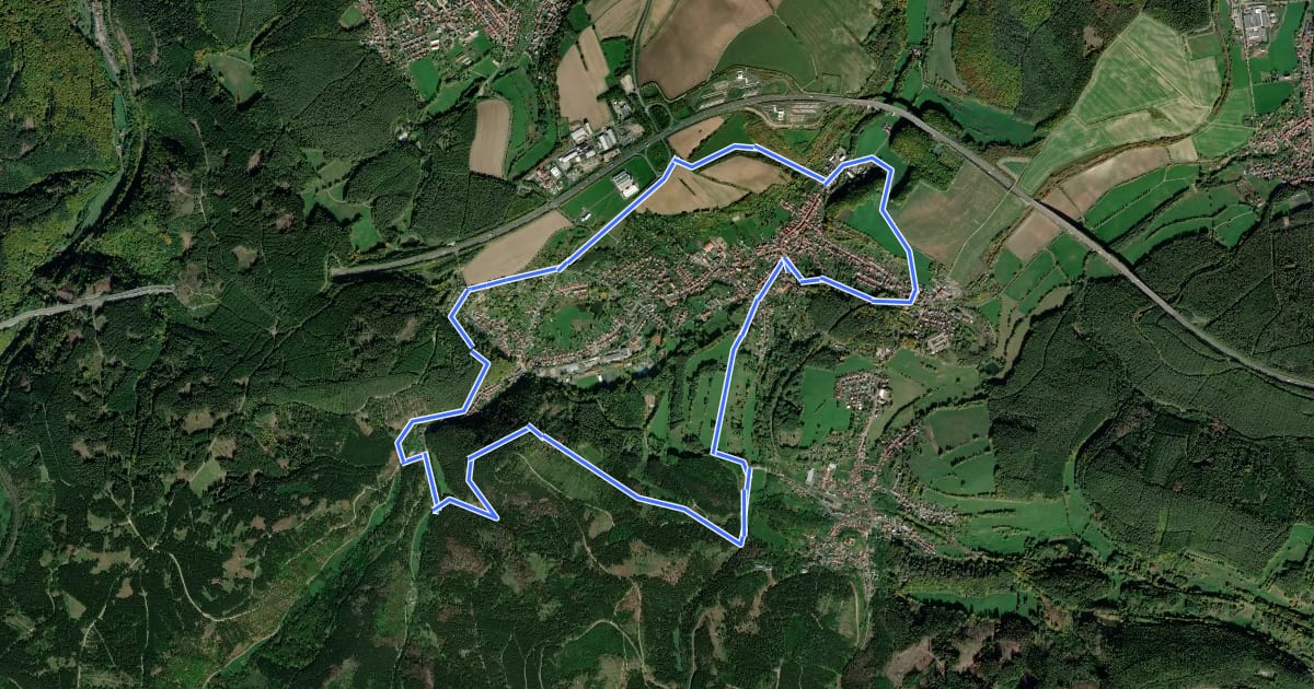 Маршрут Geraberger Rundwanderweg на спутниковом снимке