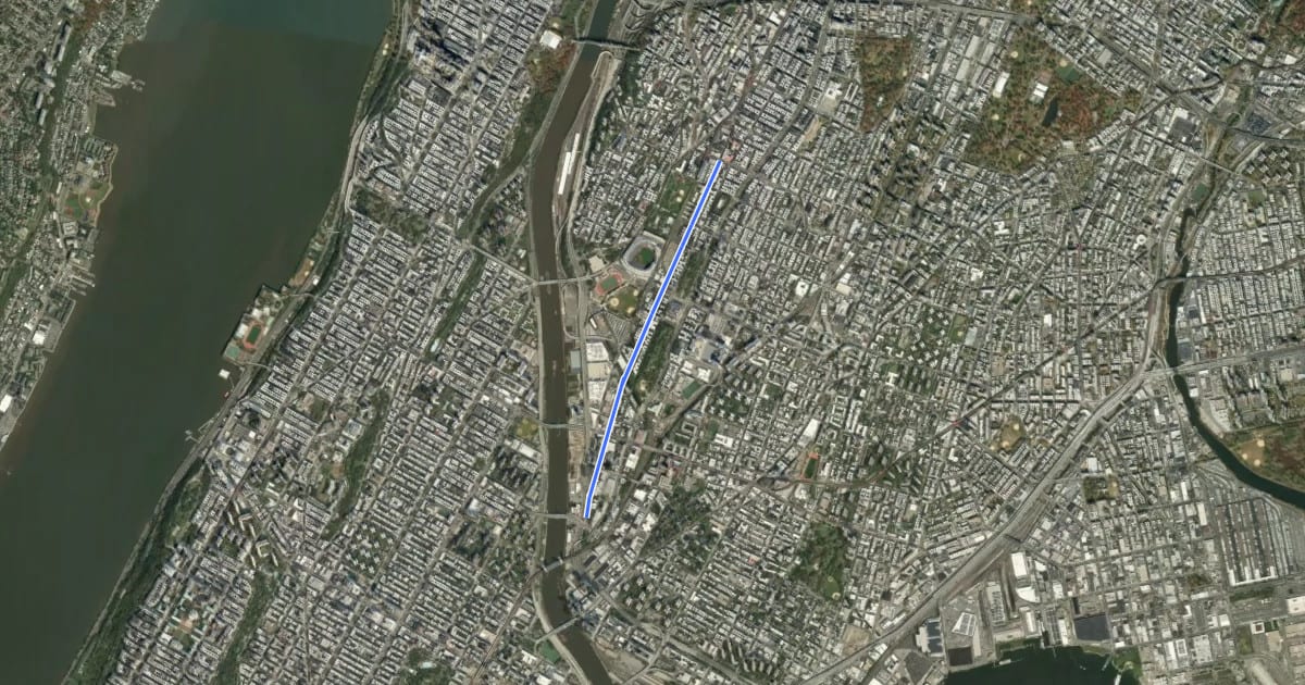 Маршрут Gerald Avenue на спутниковом снимке